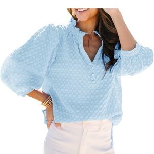 & Other Stories Sky Blue Textured Blouse